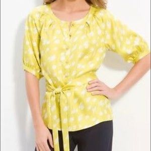 KATE SPADE Sierra Silk Button Down Print Blouse M